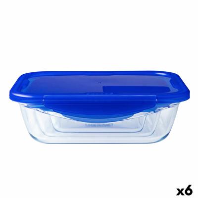 Hermetische Lunchtrommel Pyrex Cook & Go 20,5 x 15,5 x 6 cm Blauw 800 ml Glas (6 Stuks)