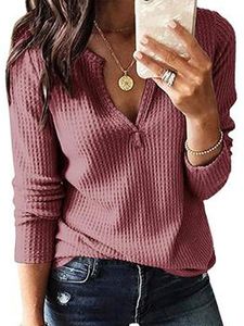 Vintage Solid Long Sleeves V Neck Top