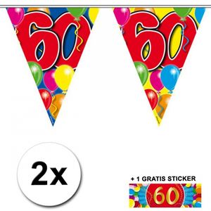 2x vlaggenlijn 60 jaar met gratis sticker