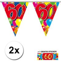 2x vlaggenlijn 60 jaar met gratis sticker