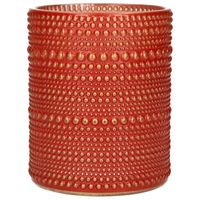 Luxe theelichthouder/kaarsenhouder - rood/goud - glas - D8 x H10 cm - thumbnail