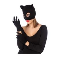 Verkleed handschoenen voor dames - polyester - zwart - one size - kort model - thumbnail