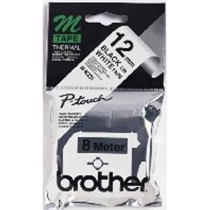 Brother Labelling Tape - 12mm, Black/White, Blister labelprinter-tape M