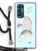 Regenboog eenhoorn: Oppo Find X3 Neo Transparant Hoesje met koord