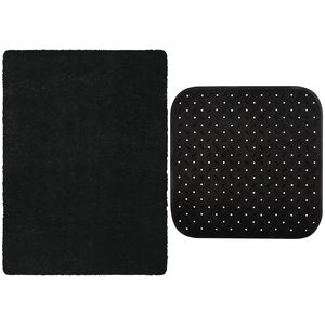 MSV Douche anti-slip mat en droogloop mat - Venice badkamer set - rubber/microvezel - zwart