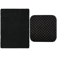 MSV Douche anti-slip mat en droogloop mat - Venice badkamer set - rubber/microvezel - zwart - thumbnail