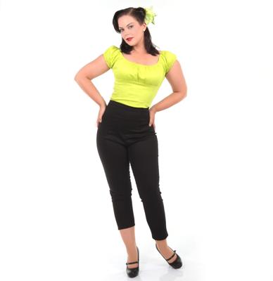 Cigarette Pants, Black Stretch Twill-XXXXL | 49% korting