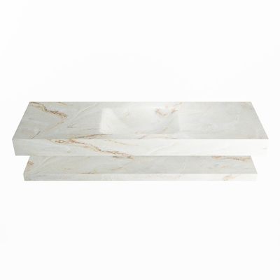 MONDIAZ ALAN-DLUX 150cm planchet Frappe. Vrijhangende wastafel CLOUD midden zonder kraangat, kleur Frappe.