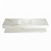 MONDIAZ ALAN-DLUX 150cm planchet Frappe. Vrijhangende wastafel CLOUD midden zonder kraangat, kleur Frappe.