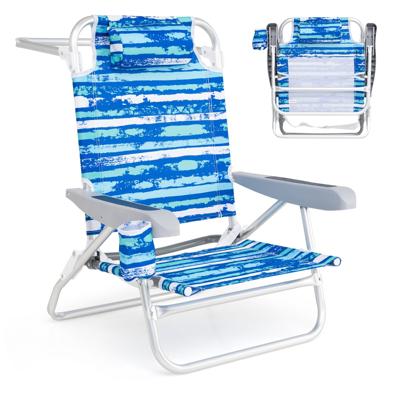 Opvouwbare Strandstoelen Licht 2-Delige Set Campingstoelen met Verstelbare Rugleuning Blauw