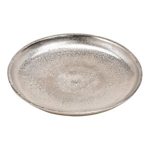 Decoratief aluminium rond dienblad zilver 20 cm   -