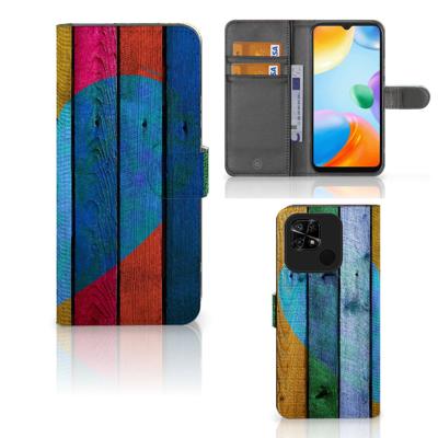 Xiaomi Redmi 10C | Book Style Case | Wood Heart - Cadeau voor je Vriend