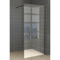 Wiesbaden Slim inloopdouche 110x200cm met 8mm helder glas met zwart profiel en stabilisatiestang sw203911/sw295894