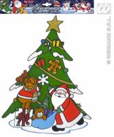 Raamsticker kerstboom met kerstman 40cm