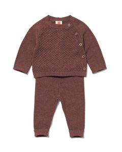 HEMA Newborn Gebreide Set Trui En Broek Bruin (bruin)