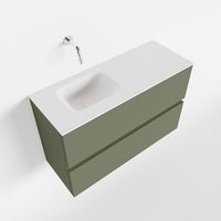 Toiletmeubel Mondiaz Ada | 80 cm | Meubelkleur Army | Lex wastafel Talc Links | Zonder kraangat Toiletmeubel Mondiaz Ada | 80 cm | Meubelkleur Army | Lex wastafel Talc Links | Zonder kraangat