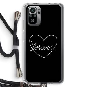 Forever heart black: Xiaomi Redmi Note 10S Transparant Hoesje met koord