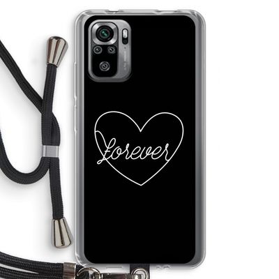 Forever heart black: Xiaomi Redmi Note 10S Transparant Hoesje met koord