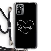 Forever heart black: Xiaomi Redmi Note 10S Transparant Hoesje met koord