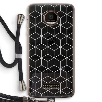 Zwart-witte kubussen: Motorola Moto Z Force Transparant Hoesje met koord