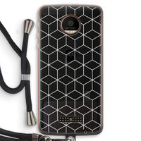 Zwart-witte kubussen: Motorola Moto Z Force Transparant Hoesje met koord