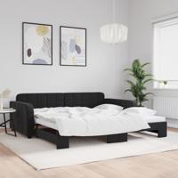 Slaapbank met onderschuifbed 100x200 cm fluweel zwart