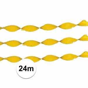 Feestartikelen Gele crepe papier slinger 24 m
