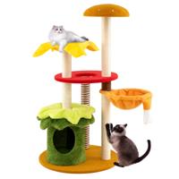 117 cm Kattenboom Meerlaagse Klimtoren met Hangmand Gevoerde Zitplaats Sisal Krabplanken Krabpaal Oranje