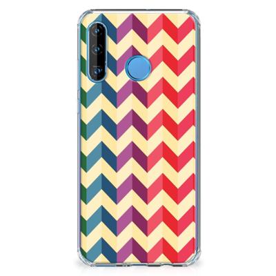 Huawei P30 Lite Doorzichtige Silicone Hoesje Zigzag Multi Color Huawei P30 Lite Doorzichtige Silicone Hoesje Zigzag Multi Color