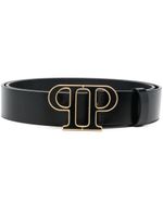 Philipp Plein ceinture en cuir à boucle logo - Noir