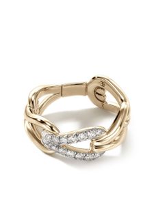 John Hardy bague Surf Pavé Link en or 18ct pavée de diamants