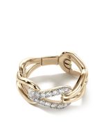 John Hardy bague Surf Pavé Link en or 18ct pavée de diamants - thumbnail