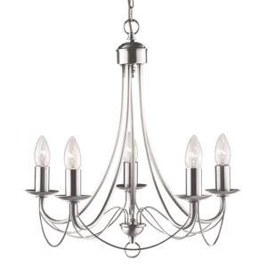 Searchlight KroonluchterMaypole 46cm 5-lichts mat zilver - 6345-5SS
