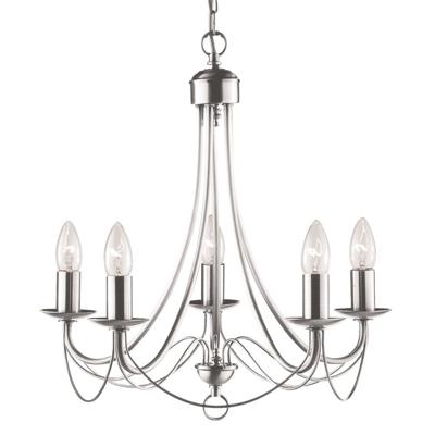 Searchlight KroonluchterMaypole 46cm 5-lichts mat zilver - 6345-5SS