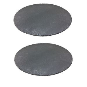 4x Leisteen serveerplanken/onderzetters 30 cm rond