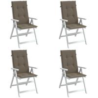 Stoelkussens 4 st hoge rug 120x50x4 cm stof gemêleerd taupe