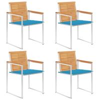 Tuinstoelen 4 st met kussens massief teakhout