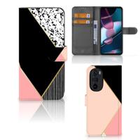 Motorola Edge 30 Pro | Book Case | Zwart Roze Vormen
