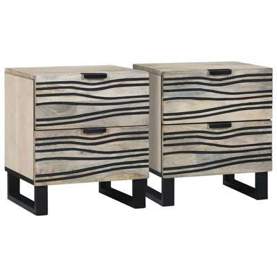 Nachtkastje met lade 2 pcs Wit en zwart 40 x 33 x 46 cm