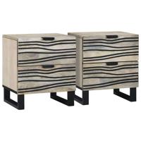 Nachtkastje met lade 2 pcs Wit en zwart 40 x 33 x 46 cm