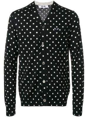 Comme Des Garçons Play cardigan à pois et patch logo - Noir