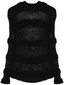 HELIOT EMIL pull en maille ajourée à rayures - Noir