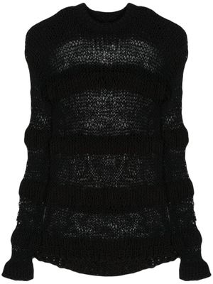 HELIOT EMIL pull en maille ajourée à rayures - Noir