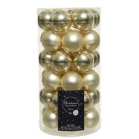 36x Champagne beige kleine glazen kerstballen 4 cm mat en glans