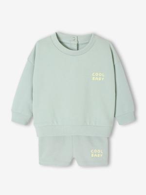 Set sweatshirt + short voor baby's grijsblauw