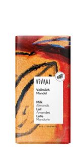 Vivani Chocolade melk met amandelen bio (100 gr)