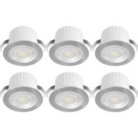 LED Veranda Spot Verlichting 6 Stuks - Brinton Glowix - 3W 260 lm 38D - Natuurlijk Wit 4000K - Inbouw - Rond - Zilver - Ø44mm Buitenmaat - Ø32mm Zaagmaat