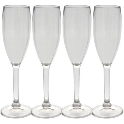 Set van 16x stuks onbreekbare kunststof camping champagneglazen 175 ml