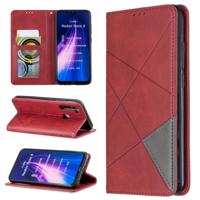 Voor Xiaomi Redmi Note 8 Rhombus textuur horizontale Flip magnetische lederen draagtas met houder & kaartsleuven (rood)