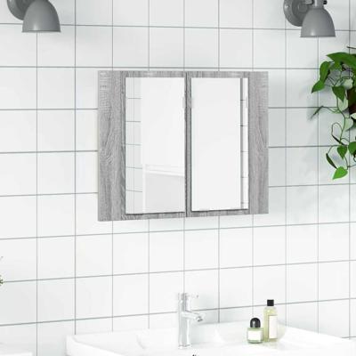 Spiegelkast LED 60x12x45 cm bewerkt hout grijs sonoma eiken